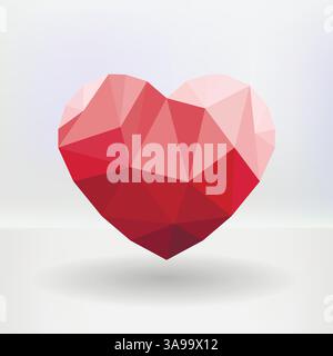 Abstrakte geometrische herzförmige Fahne mit Copyspace. Aus Dreiecken Stock Vektor