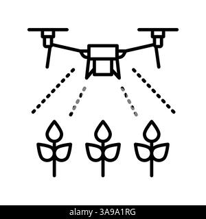 Intelligente Bewässerungssysteme mit schwarzer Linie für digitale und gedruckte Projekte. Minimale bereinigte Symbole für Apps und Websites. Moderne einfache Symbole für UI UX und Stock Vektor