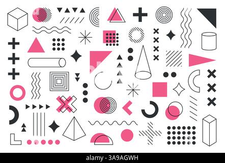 memphis Hintergrund, Set von geometrischen, memphis, bauhaus Formen. Modernes abstraktes Vektor-Design mit memphis-Elementen Stock Vektor