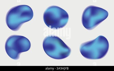 Set mit trendigen Farbverläufen, chromkörnigem Farbverlauf, Set mit abstrakten bunten Formen, 3D-Farbverläufen, flüssigem Chamäleon-Effekt, y2k-Stil, heller Glow gradi Stock Vektor