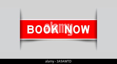 Rotes quadratisches Etikett mit Wortbuch in grauem Hintergrund Stock Vektor