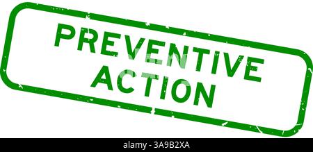 Grunge grünes Präventivaktion Wort quadratischer Gummisiegelstempel auf weißem Hintergrund Stock Vektor