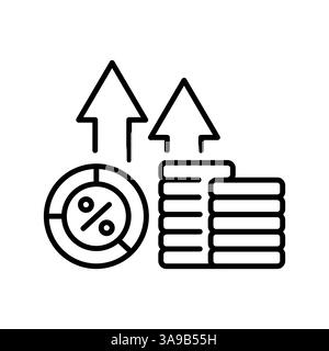 Symbol für die Inflationsrate bei digitalen und gedruckten Projekten. Minimale bereinigte Symbole für Apps und Websites. Moderne, einfache Symbole für UI UX und Branding Stock Vektor