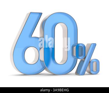 60 Prozent auf weißem Hintergrund. Isolierte 3D-Darstellung Stockfoto