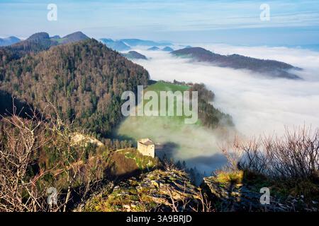 Schweiz, Zullwil, Zullwil SO, Solothurn, Gilgenberg, Gilgenberg Ruinen, Schwarzbubenland, Nunningen, Nunningen SO, Meltingen Stockfoto