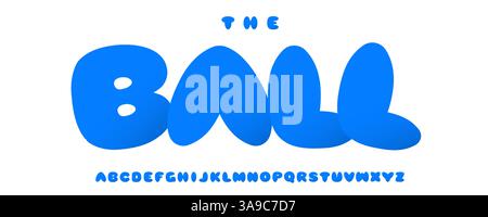 Verspielte runde Luftpolsterschrift, kräftige blaue, weiche aufblasbare Buchstaben, perfekt für Kinder Markenlogo, Spielzeugverpackung, lustiges Poster, freundlicher Ton, fröhliche Stimmung Stock Vektor