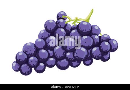 Auf einem Tisch liegen lila Trauben. Vektorrealistische flache Illustration Stock Vektor