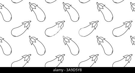 Design mit durchgehendem Muster von Auberginen auf weißem Hintergrund Stock Vektor