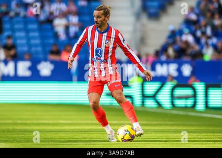 Barcelona, Spanien. März 2025. Antoine Griezmann (7) von Atletico Madrid, der während des LaLiga-Spiels zwischen Espanyol und Athletic Club im Stage Front Stadium in Barcelona zu sehen war. Stockfoto
