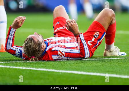Barcelona, Spanien. März 2025. Antoine Griezmann (7) von Atletico Madrid, der während des LaLiga-Spiels zwischen Espanyol und Athletic Club im Stage Front Stadium in Barcelona zu sehen war. Stockfoto