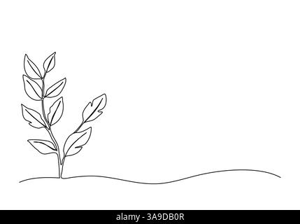 Wachsende Pflanze. Animation für eine Zeilenzeichnung, Videoclip mit Alphakanal. Stock Vektor