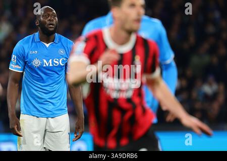 Neapel, Italien. 30. März 2025. Romelu Lukaku vom SSC Napoli während des Fußballspiels der Serie A zwischen dem SSC Napoli und dem AC Mailand im Diego Armando Maradona Stadion in Neapel (Italien) am 30. März 2025. Quelle: Insidefoto/Alamy Live News Stockfoto