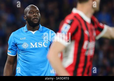 Neapel, Italien. 30. März 2025. Romelu Lukaku vom SSC Napoli während des Fußballspiels der Serie A zwischen dem SSC Napoli und dem AC Mailand im Diego Armando Maradona Stadion in Neapel (Italien) am 30. März 2025. Quelle: Insidefoto/Alamy Live News Stockfoto
