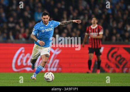 Neapel, Italien. 31. März 2025. Matteo Politano von S.S.C. Napoli spielt am 30. Tag der Serie A Meisterschaft zwischen S.S.C. Napoli und A.C. Milan im Diego Armando Maradona Stadium am 30. März 2025 in Neapel. Quelle: Unabhängige Fotoagentur/Alamy Live News Stockfoto