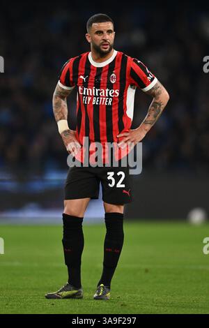 Neapel, Italien. 31. März 2025. Kyle Walker von A.C. Mailand nimmt am 30. Tag der Serie A Meisterschaft zwischen S.S.C. Napoli und A.C. Mailand am 30. März 2025 im Diego Armando Maradona Stadium in Neapel Teil. Quelle: Unabhängige Fotoagentur/Alamy Live News Stockfoto