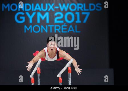 5. Oktober 2017: Garam Bae of South Korea (252) an den parallelen Bars beim All-Around-Finale der Kunstturnen-Weltmeisterschaft 2017 im Olympiastadion in Montreal, Kanada. Daniel Lea/CSM(Kreditbild: &Copy; Daniel Lea/CSM via ZUMA Wire) Stockfoto