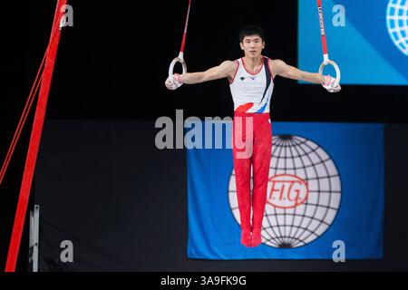 5. Oktober 2017: Garam Bae of South Korea (252) auf den Ringen beim All-Around-Finale der Kunstturnen-Weltmeisterschaft 2017 im Olympiastadion in Montreal, Kanada. Daniel Lea/CSM(Kreditbild: &Copy; Daniel Lea/CSM via ZUMA Wire) Stockfoto