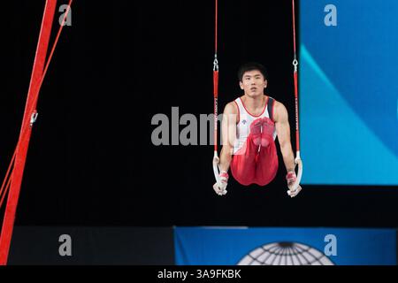 5. Oktober 2017: Garam Bae of South Korea (252) auf den Ringen beim All-Around-Finale der Kunstturnen-Weltmeisterschaft 2017 im Olympiastadion in Montreal, Kanada. Daniel Lea/CSM(Kreditbild: &Copy; Daniel Lea/CSM via ZUMA Wire) Stockfoto