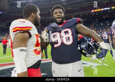 8. Oktober 2017 – Houston, Texas, USA – 8. Oktober 2017 – Houston, Texas USA – Houston Texans Defensive Tackle D.J. Reader (98) nach dem Spiel der NFL Regular Season zwischen den Houston Texans und den Kansas City Chiefs im NRG Stadium in Houston, Texas. Maria Lysaker/ZUMA Wire Service (Kreditbild: © Maria Lysaker Via ZUMA Wire) Stockfoto
