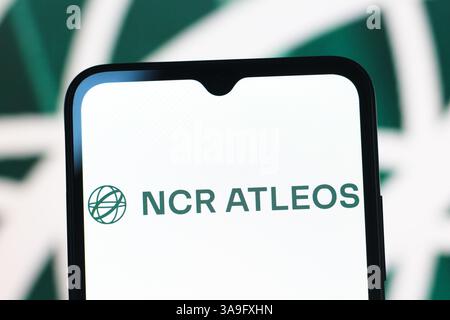 Kanada. 30. März 2025. In dieser Abbildung wird das Logo der NCR Atleos Corporation auf einem Smartphone-Bildschirm angezeigt. (Credit Image: © Thomas Fuller/SOPA Images via ZUMA Press Wire) NUR REDAKTIONELLE VERWENDUNG! Nicht für kommerzielle ZWECKE! Stockfoto