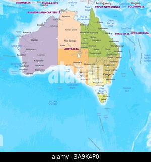 Einfache politische Karte von Australien Stock Vektor