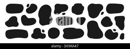 Runde Form-Set in organischer Form. Abstrakter Rahmen für flüssige organische Blob-Kurve im Hintergrund. Kritzeln Sie abstrakte Flüssigkeitstrümpfe, gewellte andere Form. Weicher Hintergrund mit rundem ovalem Muster. Vektorabbildung Stock Vektor