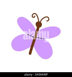 Farbenfrohe Schmetterlingsabbildung mit schlichtem Design in Pastelltönen und minimalen Details Stock Vektor