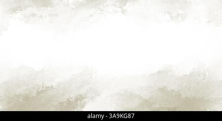 Aquarellhintergrund von zarter grüner Farbe als horizontale Vorlage für eine Postkarte mit imitierten Hügeln von Wald und Wolken. Abstrakte Spots und Stockfoto