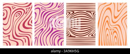 Abstrakte psychedelische Wellenmuster, isoliert auf weißem Hintergrund. Vektor-realistische Illustration der optischen Illusion Textur mit Farblinien und Wirbeln, nahtlose hypnotische Streifen, funky Poster Stock Vektor