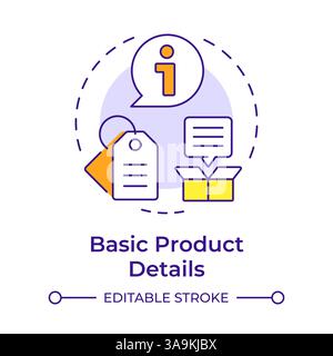 Symbol für allgemeine Produktdetails für mehrfarbiges Konzept Stock Vektor