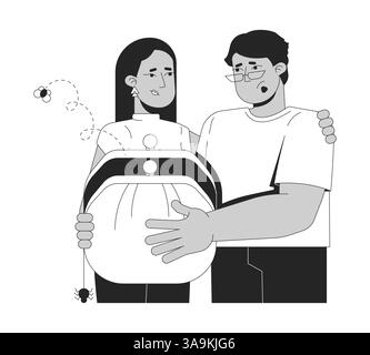 Familienarmutslinie Illustrationskonzept Stock Vektor