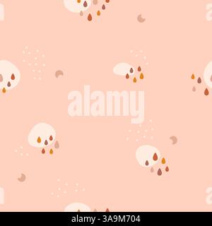 Nahtloses Boho Baby-Muster mit Tropfen-einfachen Formen, Mondsichel. Stock Vektor