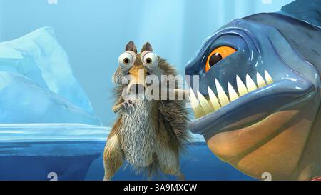 Erscheinungsdatum: 14. März 2006. FILMTITEL: Ice Age 2: die Kernschmelze. STUDIO: Amaze Entertainment. PLOT: Dieses Spiel ist ein Spin-off des Films Ice Age: The Meltdown und gesehen durch die Augen von Scrat das Säbelzahn-Eichhörnchen. Scrat macht seinen Weg auf der Suche nach mehr und mehr Eicheln und verschiedene Muttern als er, wie alle anderen der Megafauna der Eiszeit macht es für die Sicherheit vor der herannahenden Flut. IM BILD:. Stockfoto