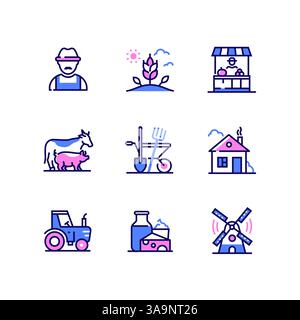 Landwirtschaft - Moderne bunte Linie Design Stil Ikonen Stock Vektor