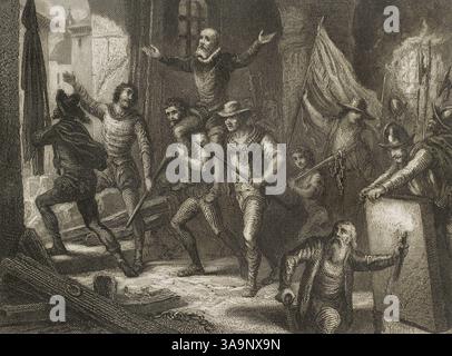 Paul IV. (Giovanni Pietro Caraffa) (1476-1559). Papst der Katholischen Kirche (23. Mai 1555-18, August 1559). Sein Pontifikat konzentrierte sich auf die Bekämpfung der Ketzerei und die Verhinderung ihrer Ausbreitung auf dem Gebiet der italienischen Halbinsel. Um dies zu erreichen, nutzte er die römische Inquisition und die Buchzensur. Am Tag seines Todes strömte das römische Volk in den Palast des Heiligen Amtes, brach die Türen ein, ließ die Gefangenen aus den Kerkern frei und brannte das Gebäude in Brand. Eines der Opfer der Inquisition in Rom, das vom Volk befreit wurde, war der berühmte griechische Heresiarch Johannes Palaeologus. Er studierte Stockfoto