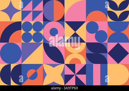 Geometrische Formen festlegen, sammeln. Trendiges Set mit verschiedenen Formen. Bauhaus, futuristisch, memphis. Set aus schwarzen bauhausformen, geometrisch abstrakt Stock Vektor
