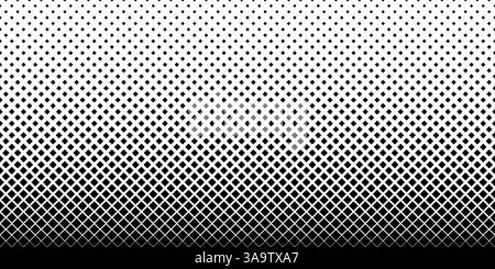 Quadratisches Überblendmuster. Verblasste schwarze Rhombe im Halbton isoliert auf weißem Hintergrund. Abgestufter Rand für Designdrucke. Fadew-Halbtontapete. Verblassen Stock Vektor