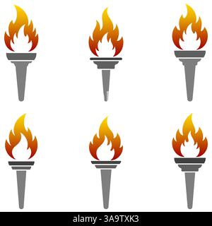 Taschenlampen-Symbol. Satz farbiger Taschenlampensymbole. Vektorabbildung. Stock Vektor