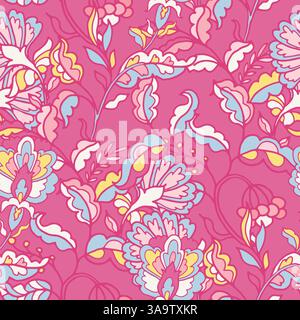 Botanisches Blumenmuster Mit Rosafarbenem Hintergrund Stock Vektor