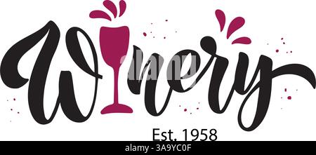 Wein handgezeichnet moderne Schrift Stock Vektor