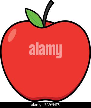 Einfache rote Apfelfrucht-Vektor-Illustration. Stock Vektor