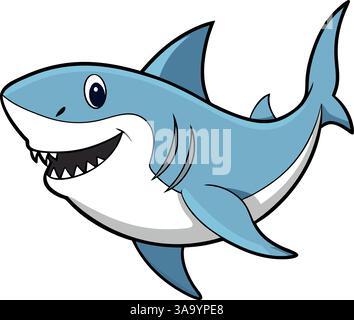 Zeichentrickhai mit großer Lächeln Vektor-Illustration. Stock Vektor