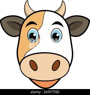 Lächelnde Kuhgesicht-Vektor-Illustration. Stock Vektor