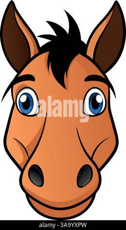 Pferdegesicht mit blauen Augen Vektorillustration. Stock Vektor