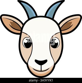 Ziegengesicht mit Hörnern Vektor-Illustration. Stock Vektor