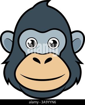 Lächelnde Gorilla Gesicht Vektor Illustration. Stock Vektor