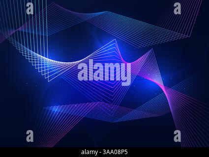 Abstrakter technologischer Hintergrund. Gradientenlinien zeigen die Übertragung digitaler Codedaten an die Software. Vektorabbildung. Hintergrundbild. Stock Vektor