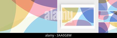 Abstrakter Hintergrund mit durchscheinenden überlappenden farbigen Formen. Modernes Design. 3D-Vektor-Illustration für Broschüre, Banner, Flyer oder Präsentation. Stock Vektor