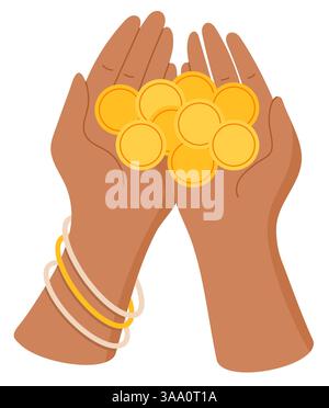 Münzaufkleber Mit Weiblicher Hand Stock Vektor