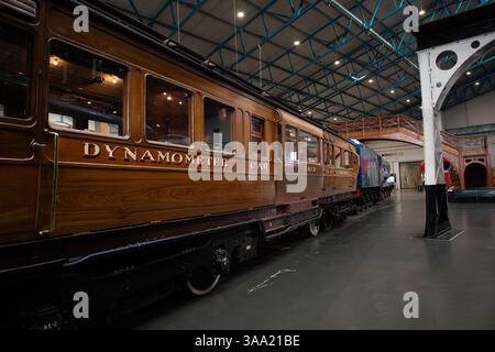 Mit dem Dynanometer wurde der Rekordversuch der Mallard-Lokomotive gemessen. National Railway Museum, York, England. Stockfoto
